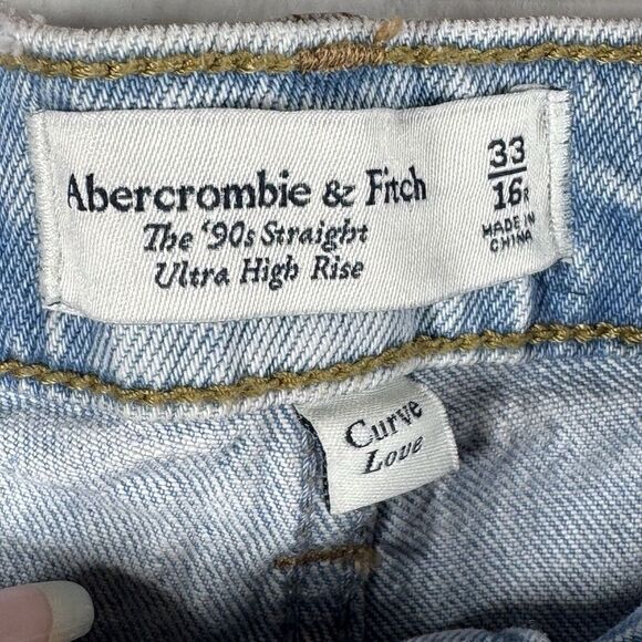 Abercrombie & Fitch Women's Jeans Size 33/16R 90s Straight High Rise Acid Wash - Picture 3 of 10